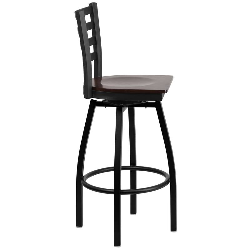 2 Pack Hercules Series Ladder Back Swivel Metal Barstool - 16.5"W x 20.5"D x 44.5"H - 16.5"W x 20.5"D x 44.5"H