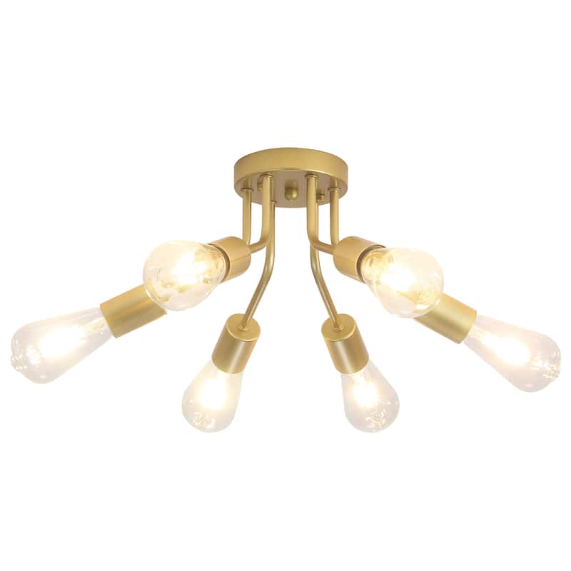 6-Light Modern Sputnik Light Fixture Semi Flush Mount Ceiling Lighting - 14.76' W