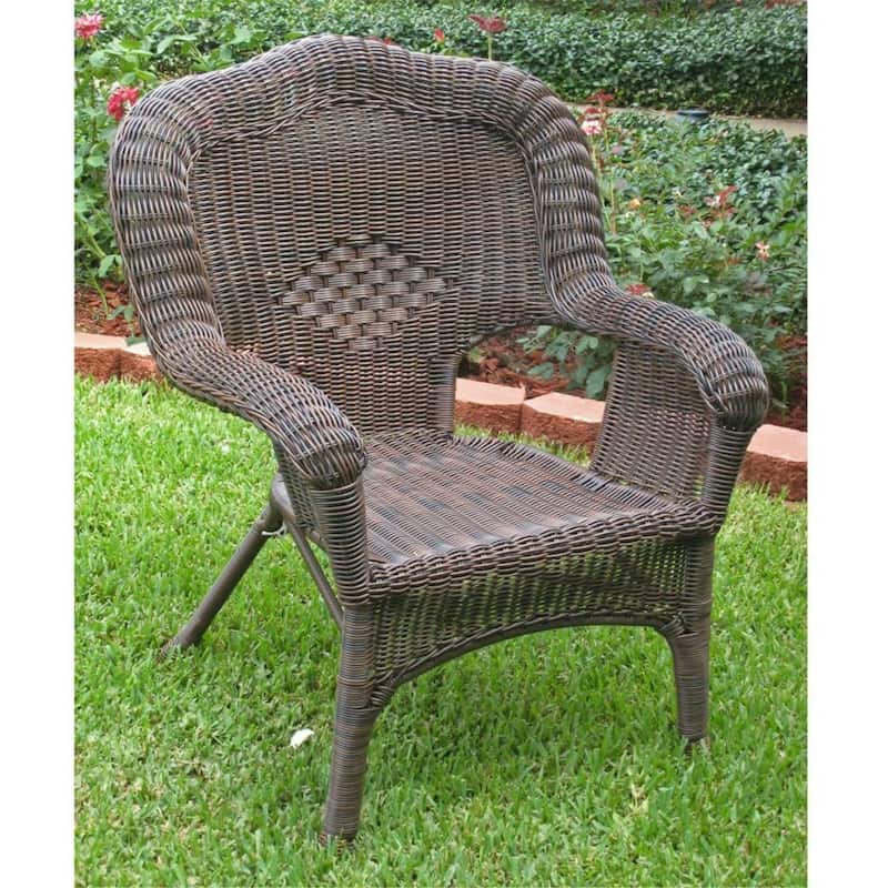 Patio Wicker Chair - Resin Woven Outdoor Seating with Steel Frame - Weather Resistant - Fully Assembled - 35
