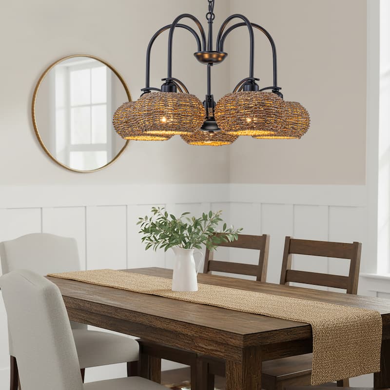 Vesper 5-light Modern Farmhouse Rustic Chandelier - 24 in. Wide/16 in. Tall