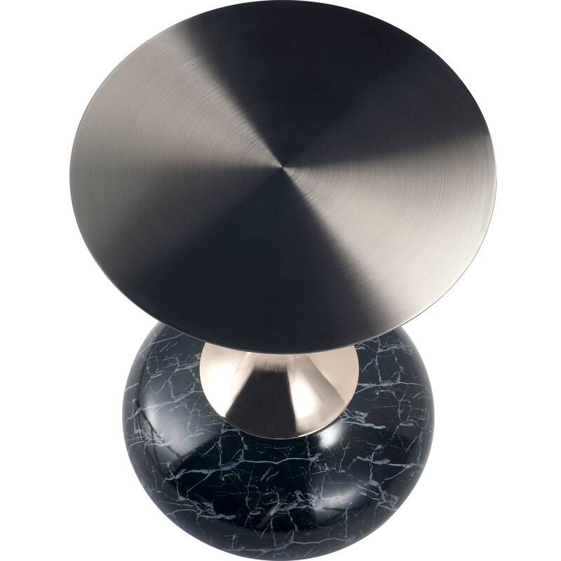 Savoy Round Side Table Stainless-Steel Black Top and Pedestal Base for Home Office Living Room