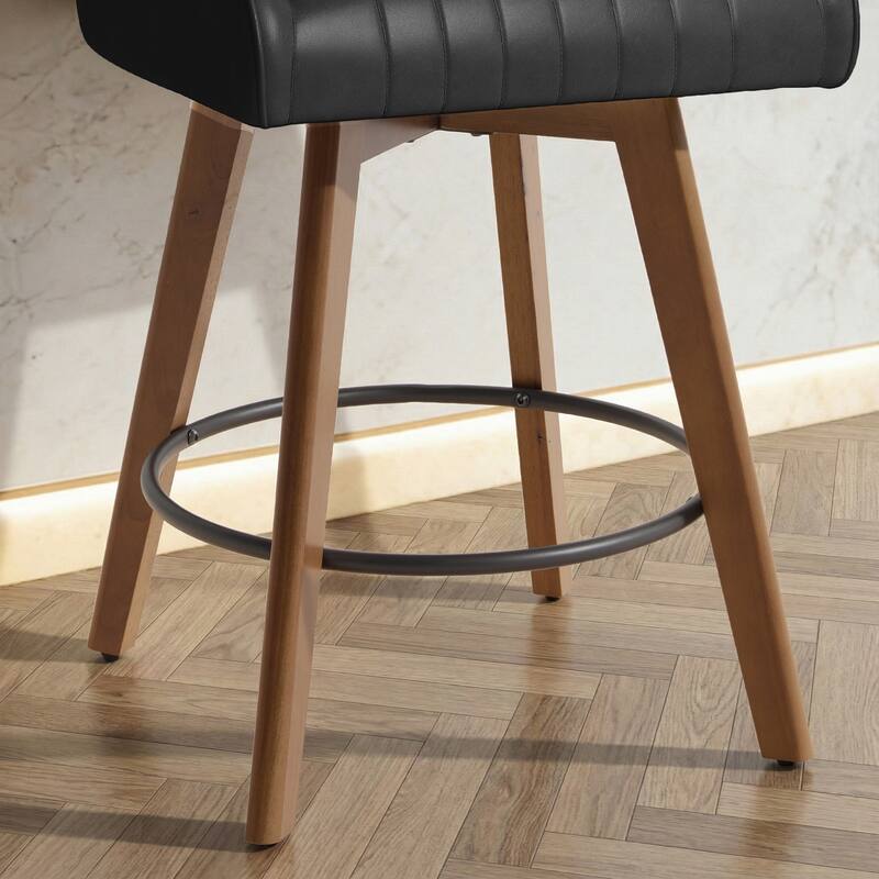 26" Faux Leather Upholstered Wood Swivel Counter Stool Set of 3 or 4 - 38.8"H x 20.5"W x 21.7"D