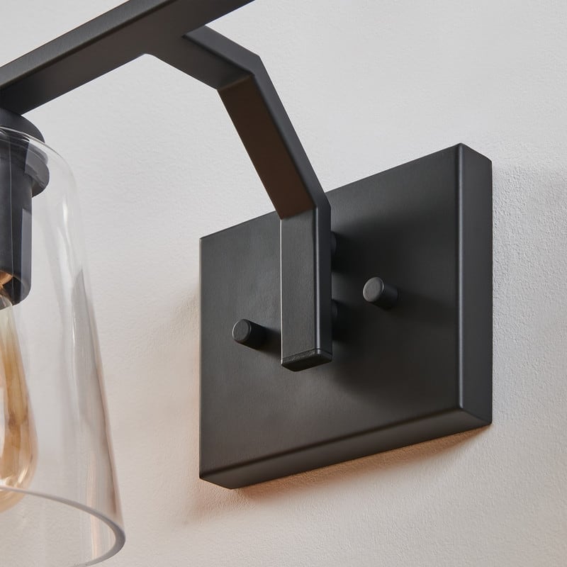 KAWOTI 30.25’’ 4-Light Painted Black Vanity Light with Clear Glass Shades - L30.25" * E7.5" * H7.3"