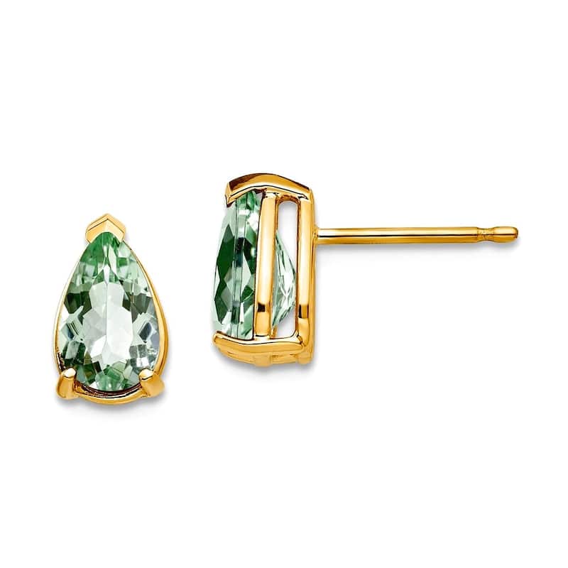 Curata 14k Yellow or White Gold 8x5mm Pear Gemstone Stud Earrings