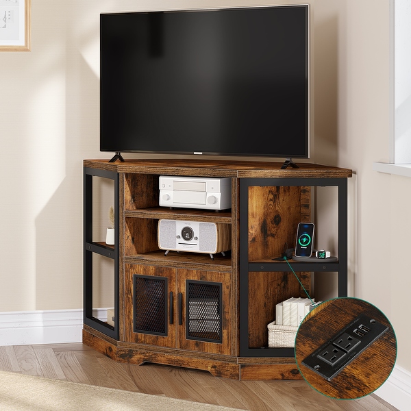 Farmhouse Corner TV Stand Entertainment Center Media Console for TVs up to 55 with Power Outlet On Sale Bed Bath Beyond 37841652