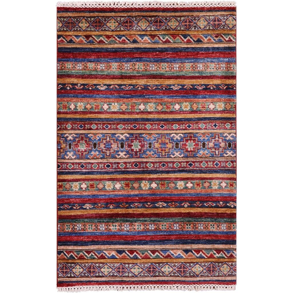 Golden Nile Khorjin Persian Gabbeh Hand Knotted Wool Rug - 2' 8" X 4' 0"