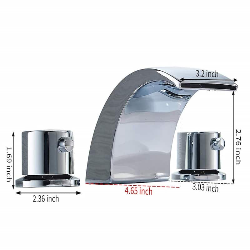 Brushed Chrome 4-in centerset 2-handle Waterfall Bathroom Sink Faucet - 4.65*2.76