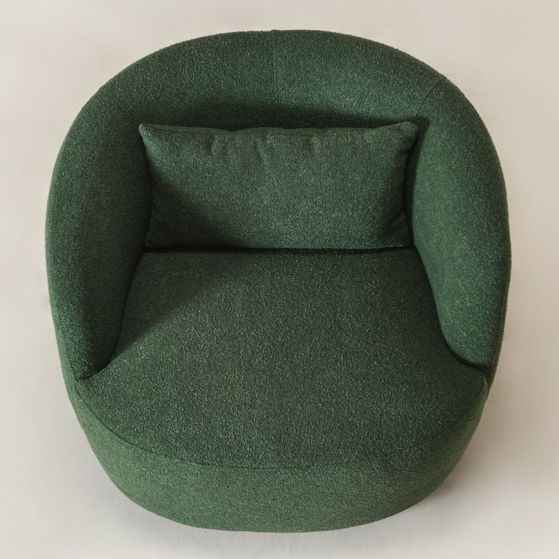 KINWELL 34" Sherpa Swivel Accent Chair Boucle Upholstered Armchair