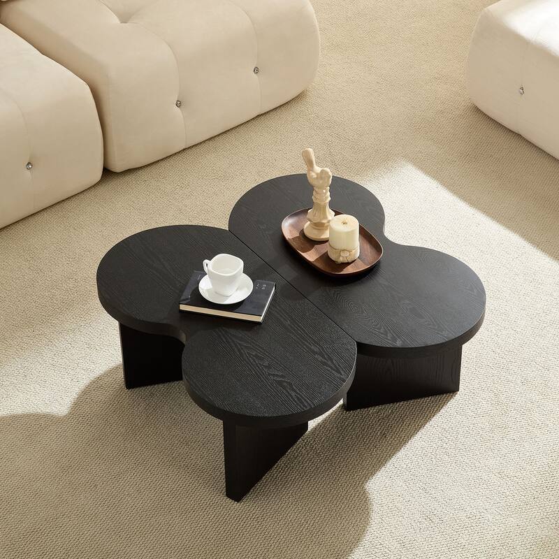 Living Room Coffee Table Centre Table with A Butterfly Shaped, Split Accent Table Console Table