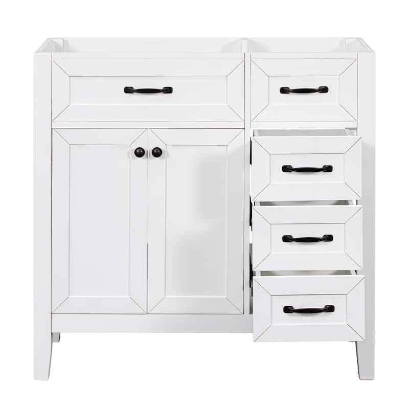 GDFStudio - Avalon 36-Inch Bathroom Vanity Cabinet Base Only, Solid Wood & MDF Board, Painted Finish - 36"