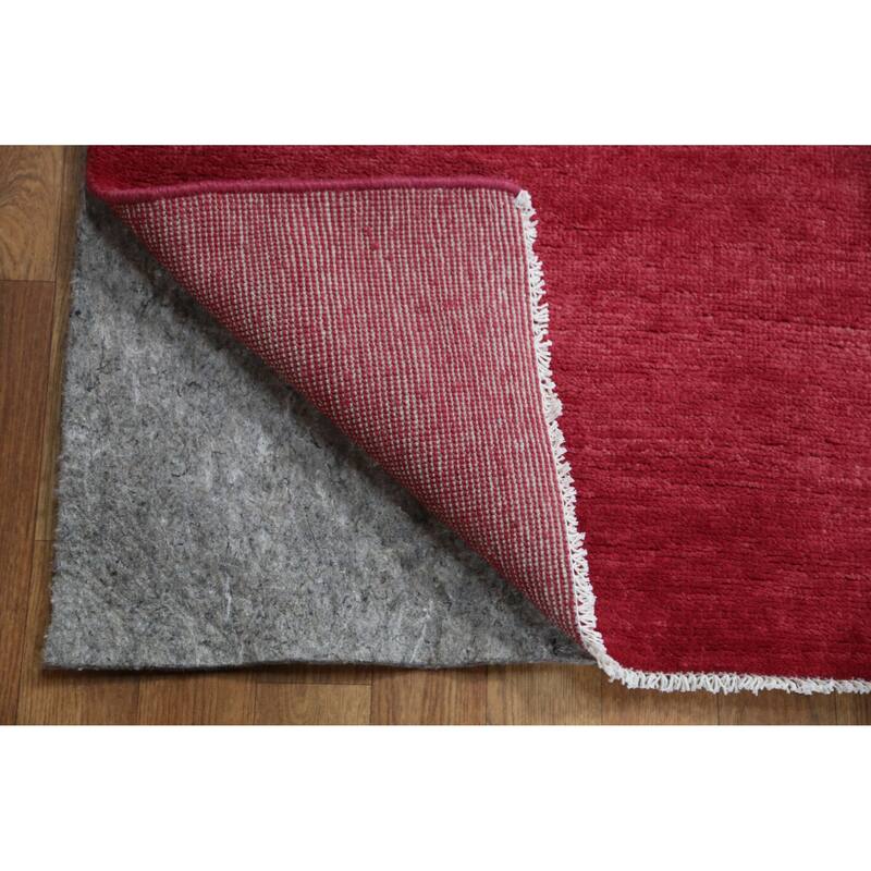 Hand Knotted Oriental 100% Wool Carpet Modern Solid Pink Gabbeh Area Rug - 12' 4'' X 9' 3''