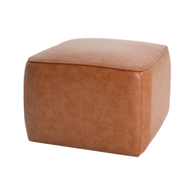 Roomfitters Upholstered Tufted Square Storage Ottoman with Hidden Compartment, Faux Leather