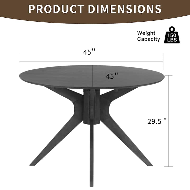 Blair Black Round Wood Dining Table with Starburst Style Base