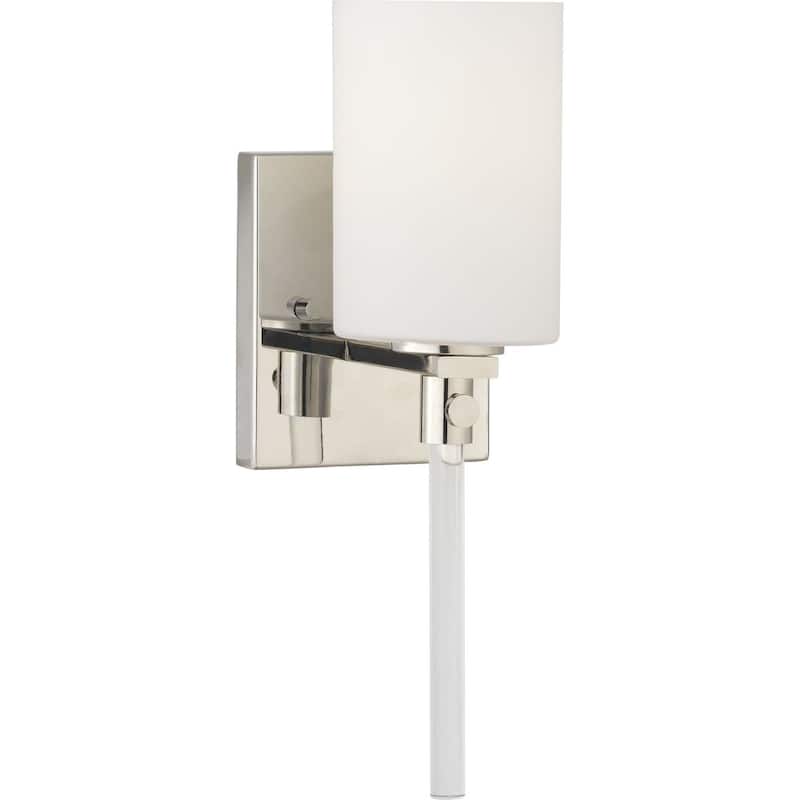 Lisbon Collection 1-Light Polished Nickel Etched Opal Glass Luxe Bath Vanity Light - 1 Light