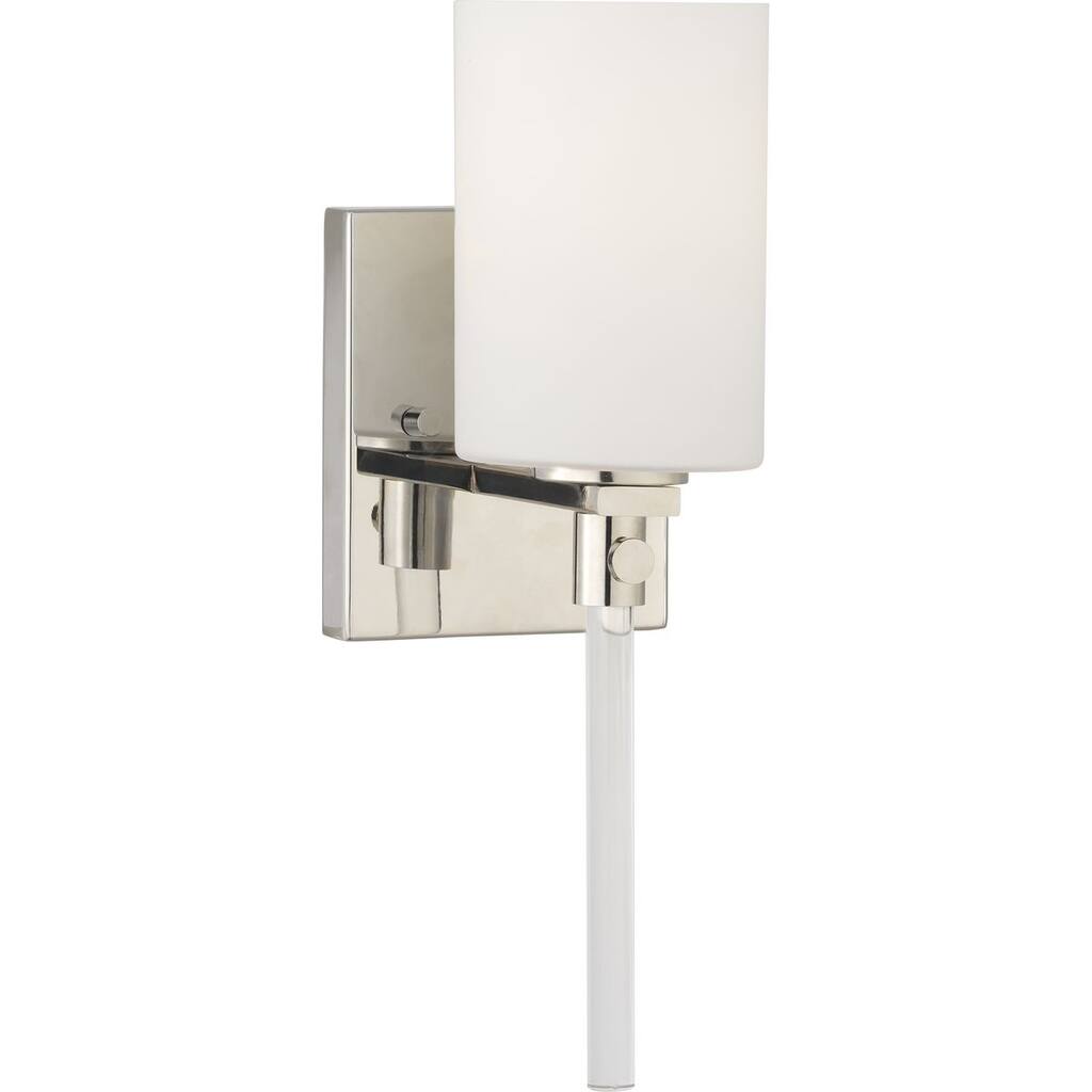 Lisbon Collection 1-Light Polished Nickel Etched Opal Glass Luxe Bath Vanity Light