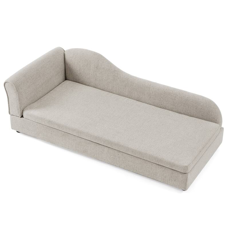 Oversized Pet Sofa, Elegant Modern Linen Fabric Elevated Dog Sofa Bed, Oversized Rectangular Pet Bed with Backrest & Armrest