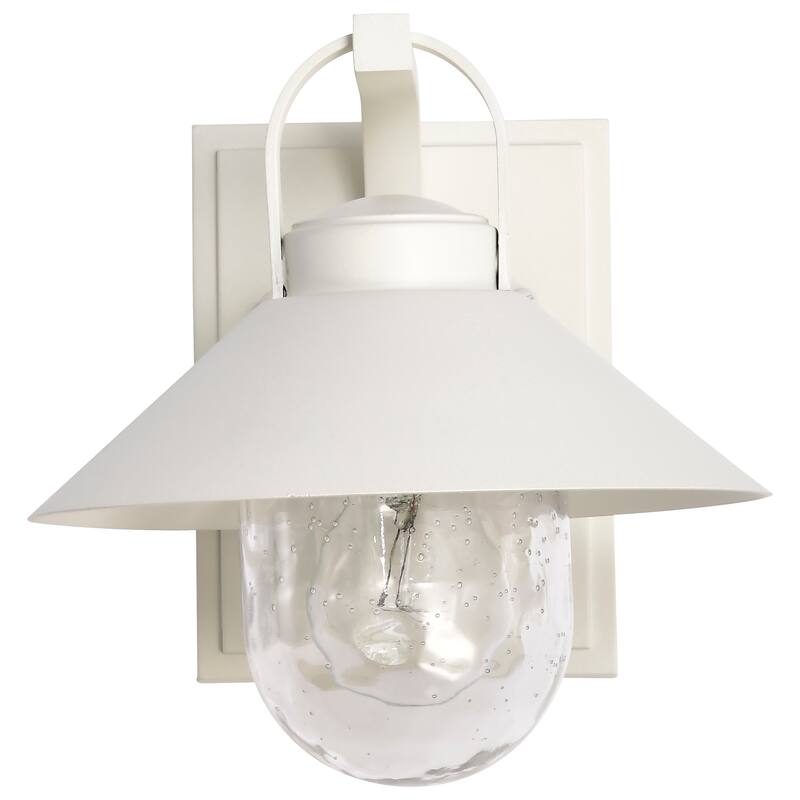 Ridge Small Outdoor Lantern White Finish Clear Seeded Glass