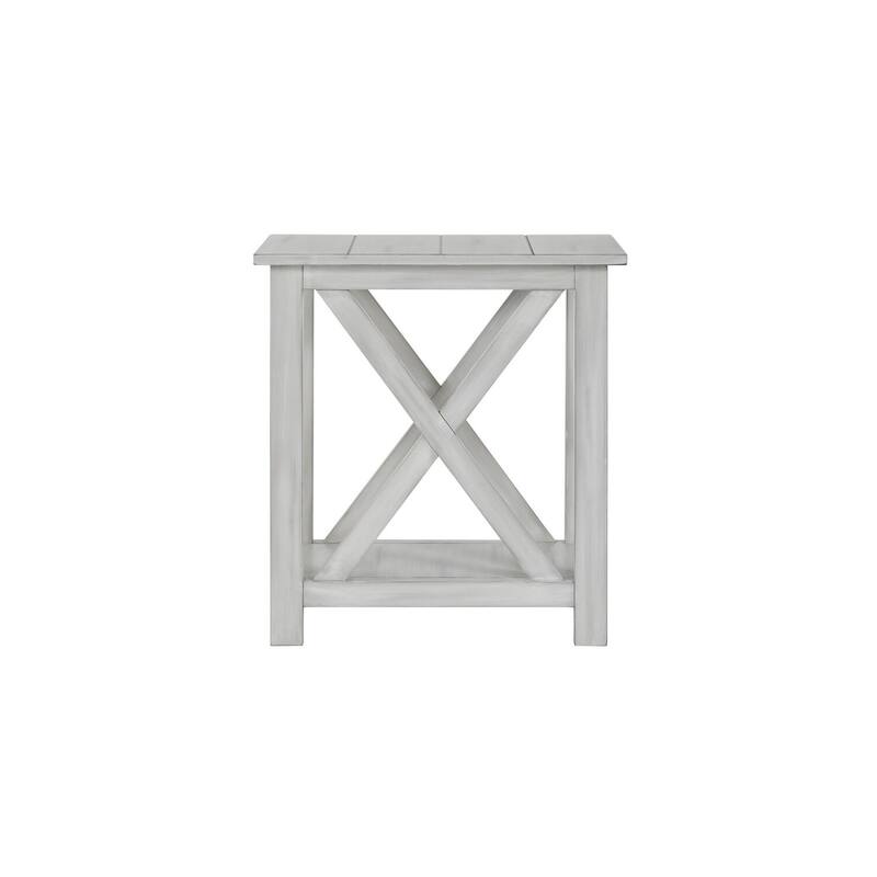 22 in. White Square Wood End Table, Sturdy Build End Side Table for Living Rooms
