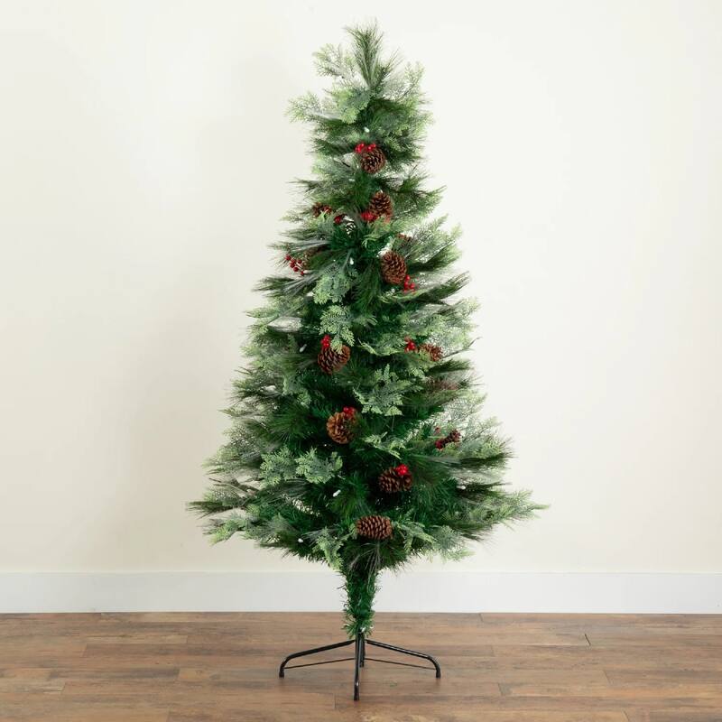 6' Pre-Lit Fiber Optic Artificial Christmas Tree, Warm White LED Lights
