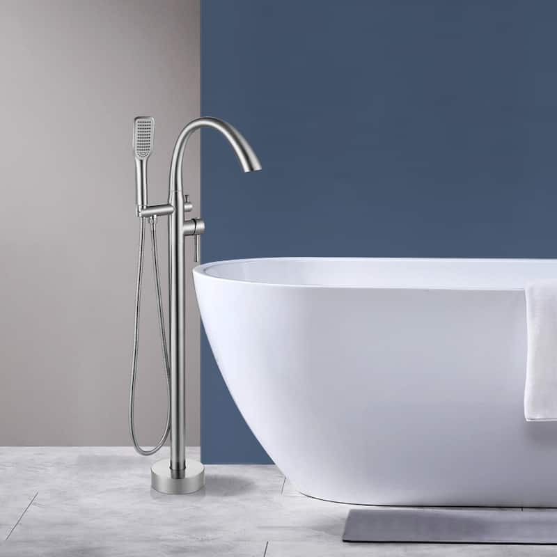 Topcraft Floor Mounted Bathtub Filler with Handheld Showerhead