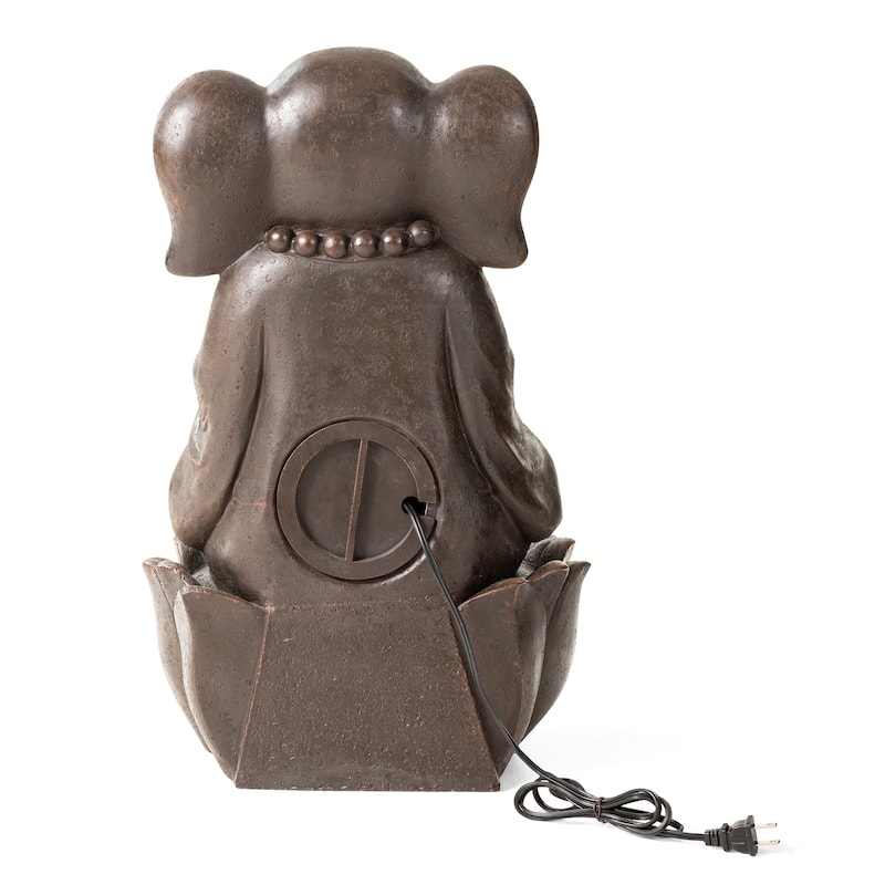 Glitzhome Polyresin Meditating Buddha Frog/Elephant Statue Outdoor Water Fountain with LED Lights
