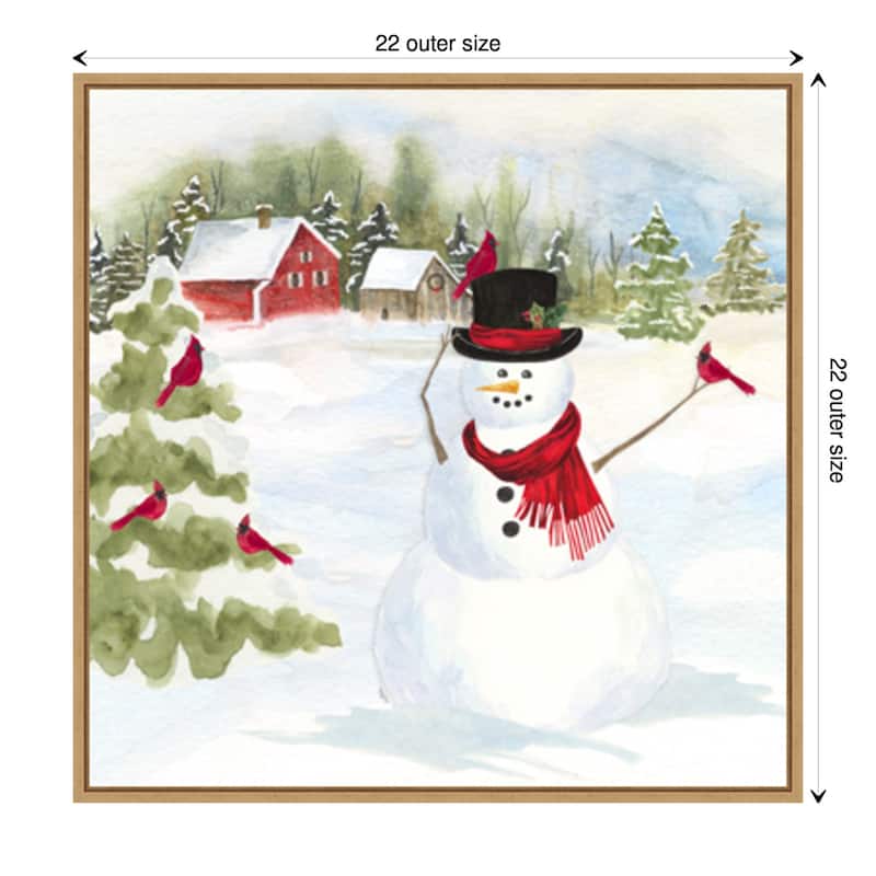 Snowman Christmas IV by Tara Reed Canvas Art Framed - 22 x 22 in