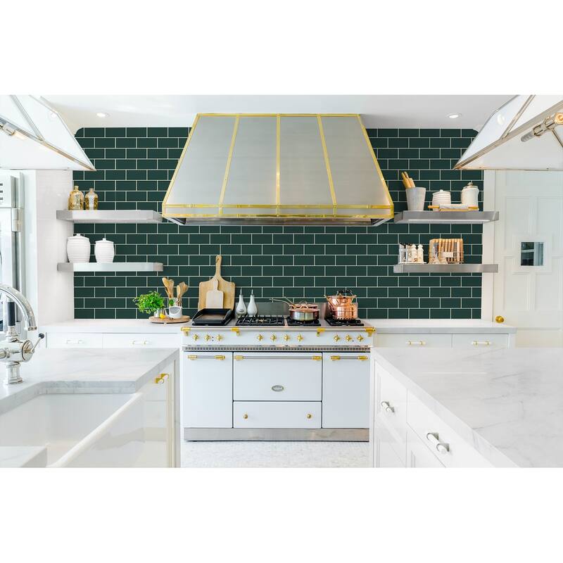 NextWall Retro Subway Tile Peel and Stick Wallpaper