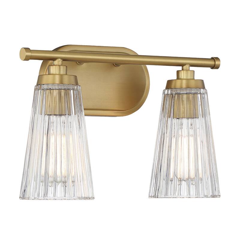 Savoy House Chantilly 2-Light Bathroom Vanity Light with Clear Fluted Glass Shades (14" W x 10"H)