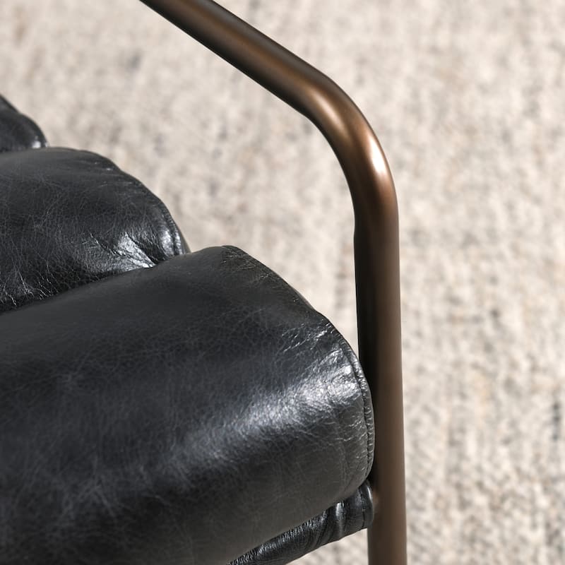 Classic Home Argo Top Grain Leather Black Accent Chair