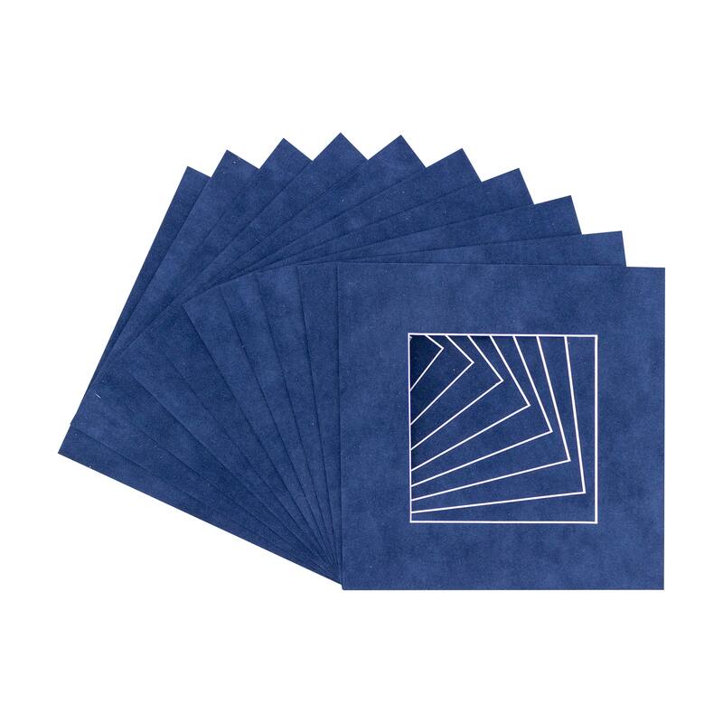 16x16 Mat for 8x8 Photo - Navy Suede Matboard for Frames Measuring 16 x 16 Inches - To Display Art Measuring 8 x 8 Inches - Blue