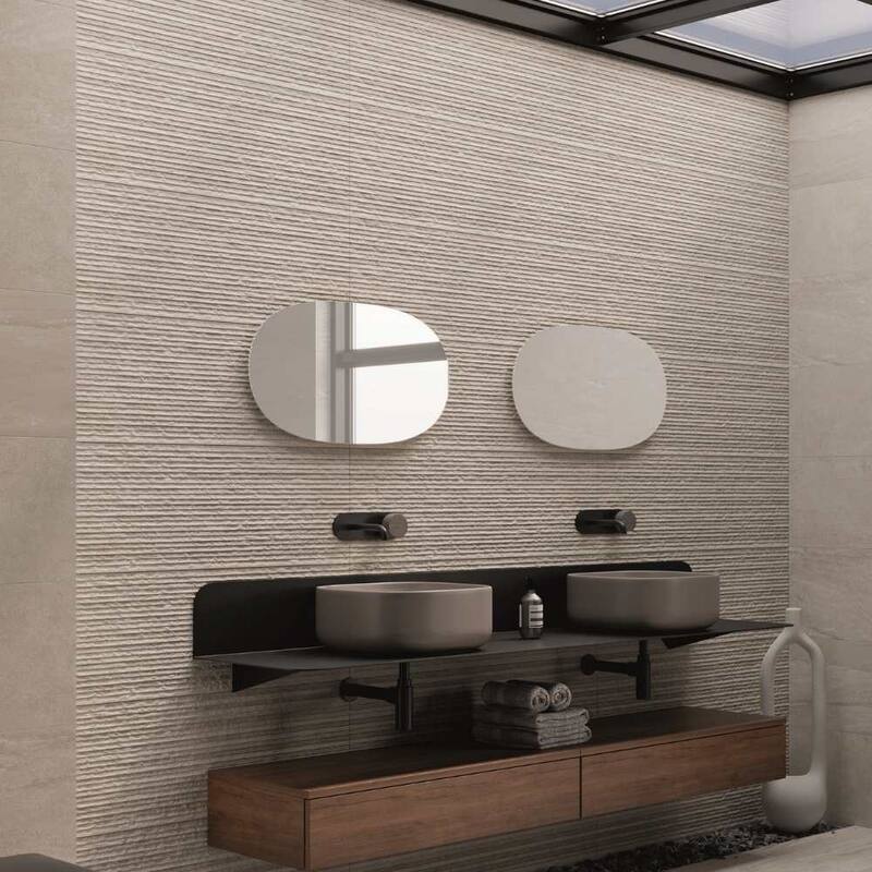 Crete 12x40 Matte Ceramic Relief Wall Tile - Large Format