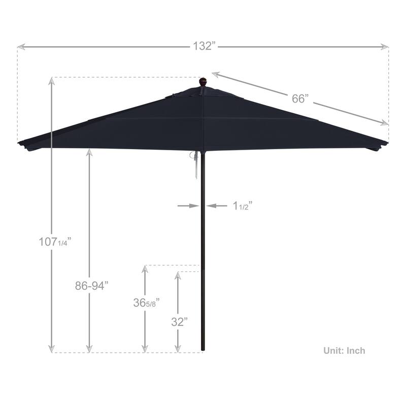 California Umbrella 11' Venture Series Patio Umbrella, Bronze Aluminum Pole Fiberglass Ribs Pulley Lift Sunbrella