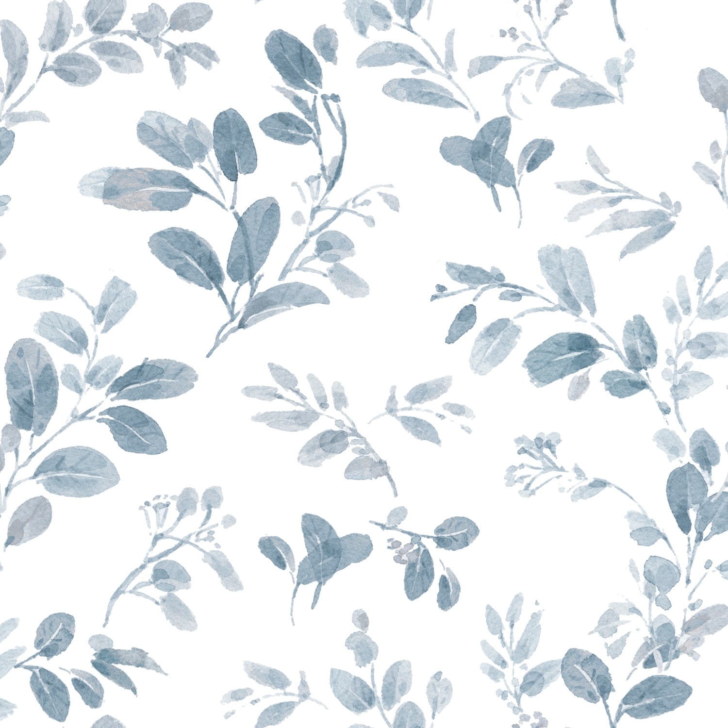 RoomMates Blue & White Dancing Leaves Peel and Stick Wallpaper