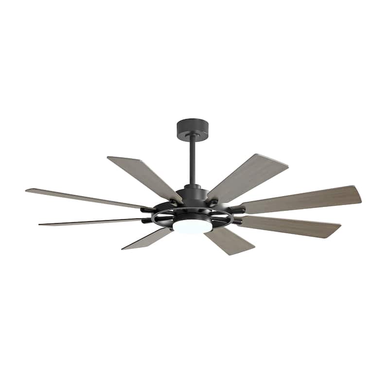 WINGBO 60-inch/72-inch 8-Blades Indoor DC Motor Ceiling Fan With LED Light and Remote Control