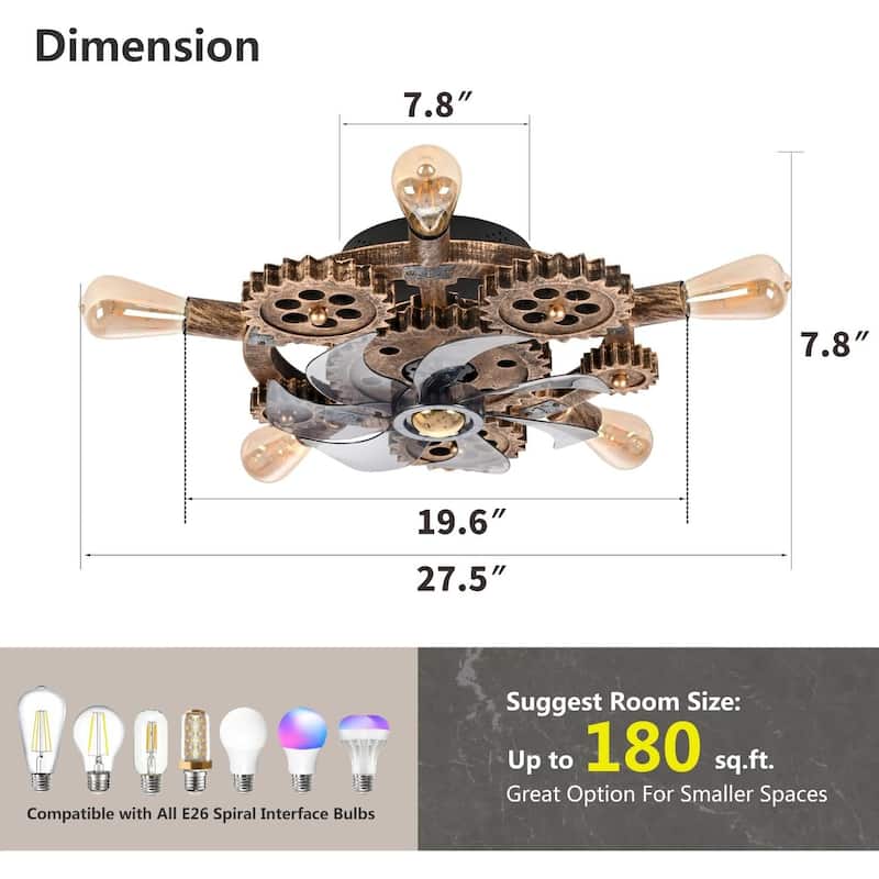 20Inch Farmhouse Ceiling Fans with Remote Control,6 Speed Reversible Flush Mount Low Profile Rustic Ceiling Fan - N/A