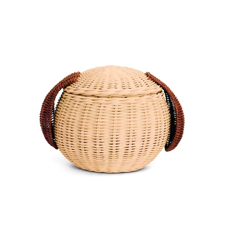 Dog Head Rattan Storage Basket with Lid Decorative Bin Home Decor Hand Woven Shelf Organizer Cute Handmade Handcrafted Gift
