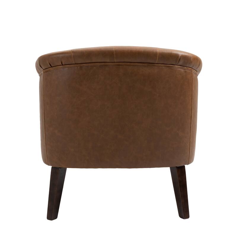 Alina Modern Tufted Tub Barrel Faux Leather Accent Chair