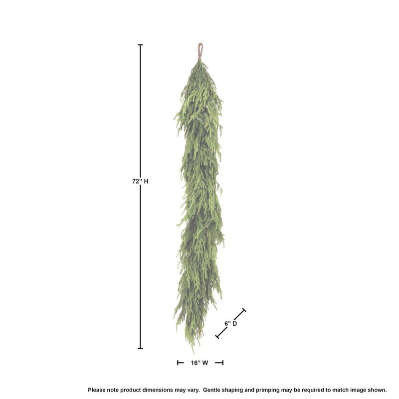 72x16" Natural Touch Norfolk Pine Garland - Green - 72