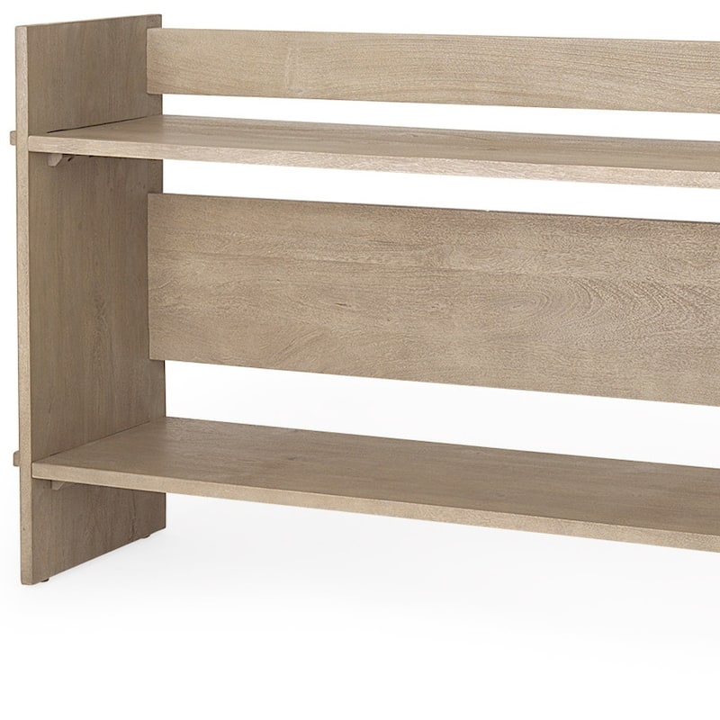 HomeRoots 76" Light Gray Solid Wood Distressed Solid Console Table With Shelf - 76' X '36' X '16