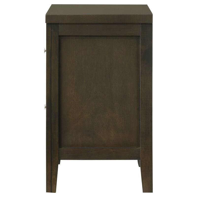 Dark Cocoa 2-Drawer Nightstand with Brushed Nickel Hardware, Deep Storage Drawers and Contemporary Style