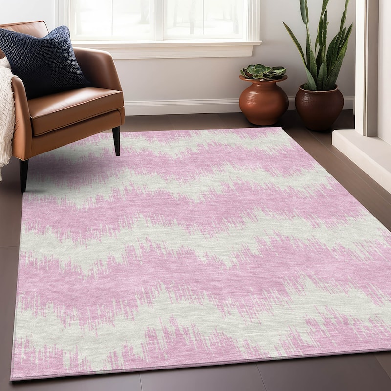 Machine Washable Indoor/ Outdoor Chantille Chevron Modern Rug