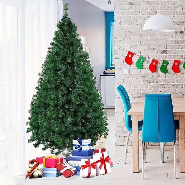 7FT Green Artificial Christmas Tree with Decorations Bed Bath
