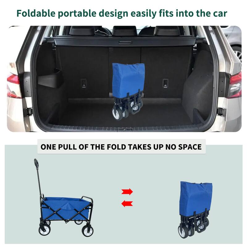 Outdoor Multipurpose Collapsible Beach Trolley Cart, Camping Folding Wagon