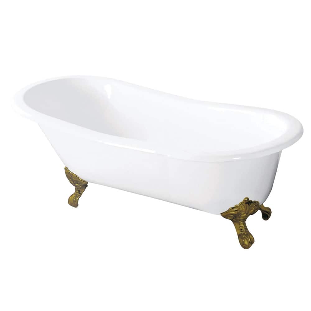 Kingston Brass Tazatina 57" Clawfoot Cast Iron Soaking Tub with