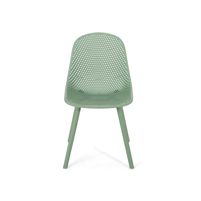 Roomfitters Modern Outdoor Plastic Chairs with Perforated Backrest, Lightweight Patio Seating, Set of 2