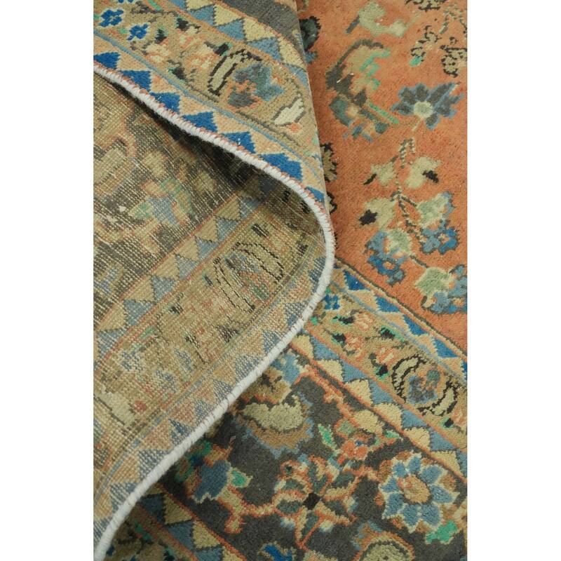 Hand Knotted Oriental 100% Wool Carpet Traditional Floral Oranges & Rust Mashad Area Rug - 12' 5'' X 9' 7''