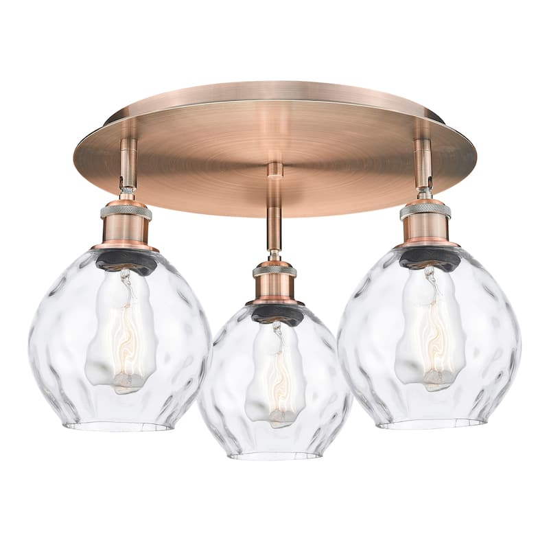 Innovations Lighting Waverly - 3 Light 18" Flush Mount - Antique Copper
