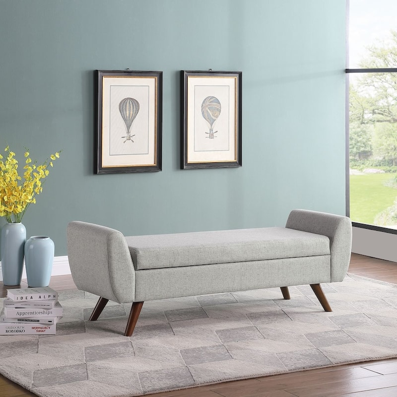 HomePop Modern Storage Bench with Wood Legs