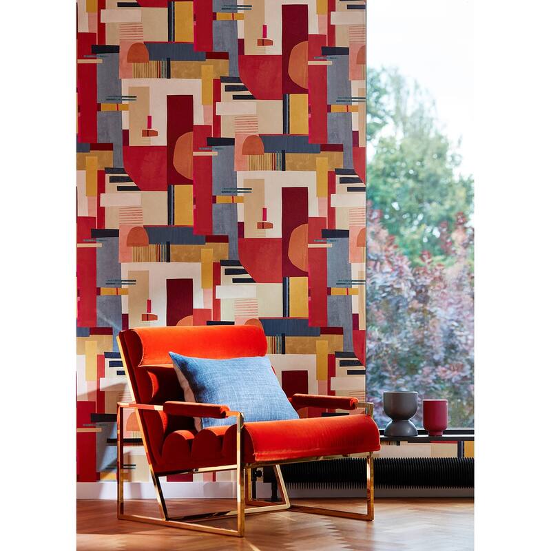 Rhodes Red Blocs Wallpaper