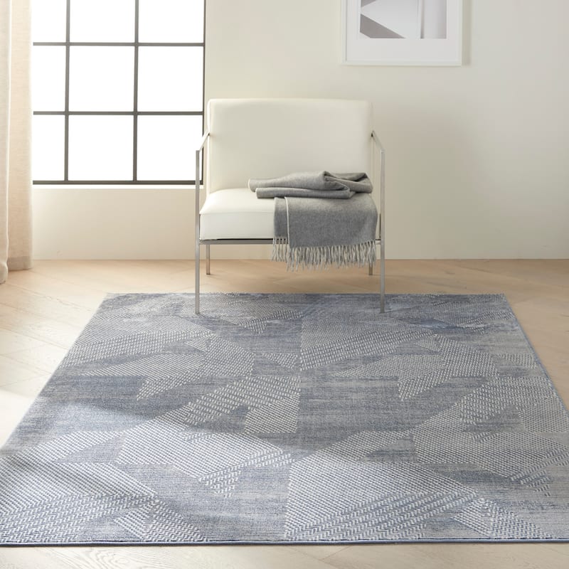 Calvin Klein Orlando Geometric Textured Modern Area Rug - 3' 11" x 5' 11" - Grey/Blue - Rectangle